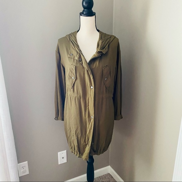 Love Tree Long Zip Up Jacket Green Sz Small - Picture 10 of 14